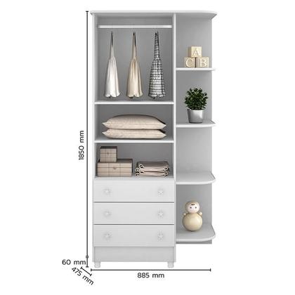 Imagem de Dormitório Doce Sonho 2 Portas, Cômoda 1 Porta, Berço Mini Cama Branco com Rodízio e Colchão - Qmovi