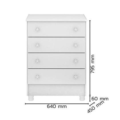 Imagem de Dormitório Doce Sonho 2 Portas, Cômoda 4 Gavetas, Berço Mini Cama Branco com Rodízio e Colchão - Qmovi