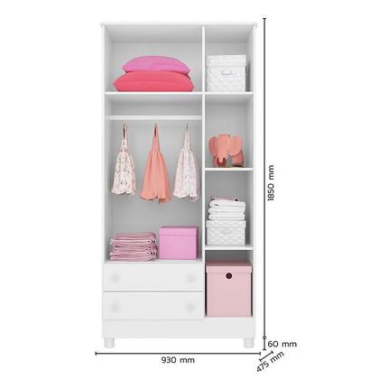 Imagem de Dormitório Doce Sonho 3 Portas, Cômoda 1 Porta, Berço Mini Cama Branco com Rodízio e Colchão - Qmovi