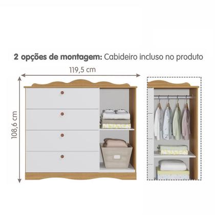 Imagem de Dormitório Encanto Guarda Roupa, Cômoda e Berço Harmonia com Capitonê - Permóbili Baby