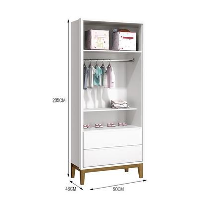 Imagem de Dormitório Infantil Classic 2 Portas, Cômoda 3 Gavetas, Berço Branco com Pés Amadeirado e Colchão - Reller Móveis