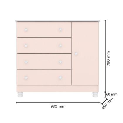 Imagem de Dormitório Infantil Doce Sonho 3 Portas, Cômoda 1 Porta e Berço com Rodízio - Qmovi