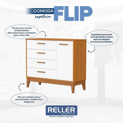Imagem de Dormitório Infantil Flip Guarda Roupa 3 Portas, Cômoda 1 Porta e Berço com Colchão Physical - Reller Móveis