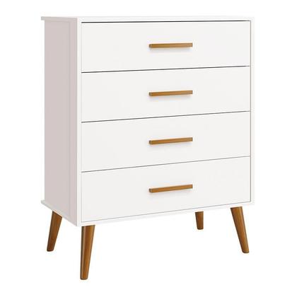 Imagem de Dormitório Infantil Isis Guarda Roupa 4 Portas, Cômoda e Berço Branco com Colchão D18 - Reller Móveis