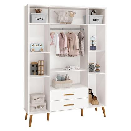 Imagem de Dormitório Infantil Isis Guarda Roupa 4 Portas, Cômoda e Berço Branco com Colchão D18 - Reller Móveis