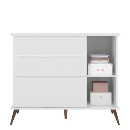 Imagem de Dormitorio Infantil Melinda com Berço Q Encanto MDF Branco Pheonix Baby