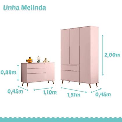 Imagem de Dormitorio Infantil Melinda com Berço Q Encanto MDF Rosê Pheonix Baby