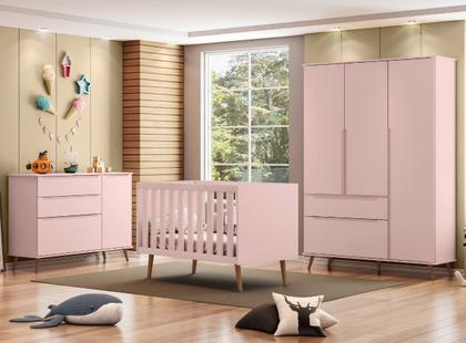 Imagem de Dormitorio Infantil Melinda com Berço Q Encanto MDF Rosê Pheonix Baby