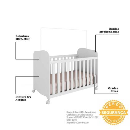 Imagem de Dormitório Infantil Smim Guarda Roupa, Cômoda e Berço com Colchão Supreme - Móveis Peroba