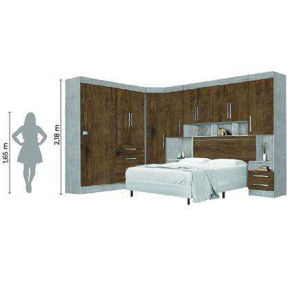 Imagem de Dormitório Modulado Georgia JA Avelã / Jequitibá Para Cama Box 1,38M Casal
