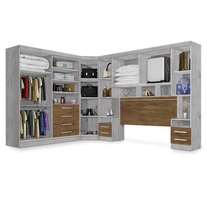 Imagem de Dormitório Modulado Georgia JA Avelã / Jequitibá Para Cama Box 1,38M Casal