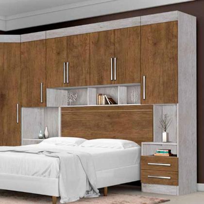 Imagem de Dormitório Modulado Georgia JA Avelã / Jequitibá Para Cama Box 1,38M Casal