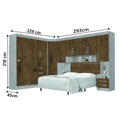 Imagem de Dormitório Modulado Georgia JA Avelã / Jequitibá Para Cama Box 1,38M Casal