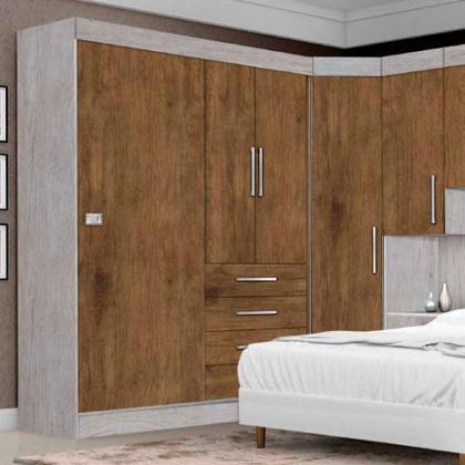 Imagem de Dormitório Modulado Georgia JA Avelã / Jequitibá Para Cama Box 1,38M Casal