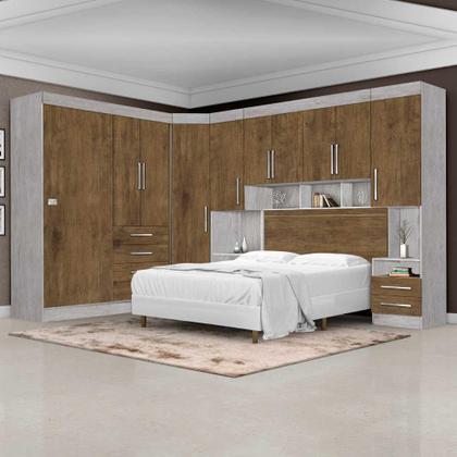 Imagem de Dormitório Modulado Georgia JA Avelã / Jequitibá Para Cama Box 1,38M Casal