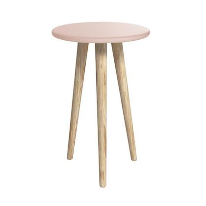 Imagem de Dormitório Theo 3 Portas, Mesa de Canto Rosa com Pés Madeira Natural e Colchão D18 - Reller Móveis