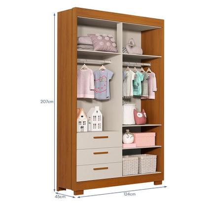 Imagem de Dormitório Zaki Guarda Roupa, Cômoda e Berço Katatau com Colchão Supreme - Reller Móveis