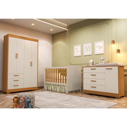 Imagem de Dormitório Zaki Guarda Roupa, Cômoda e Berço Katatau com Colchão Supreme - Reller Móveis