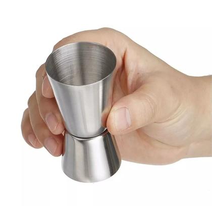 Imagem de Dosador Bebidas Duplo Inox 60ml e 30ml Copo Medidor Drinks