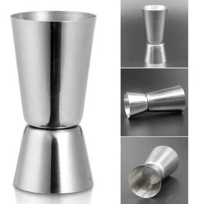 Imagem de Dosador Bebidas Duplo Inox 60ml e 30ml Copo Medidor Drinks