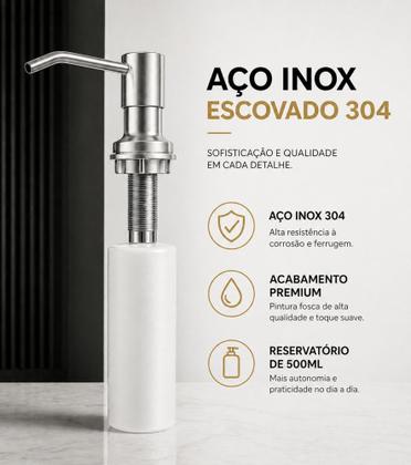 Imagem de Dosador Dispenser Sabonete Detergente 500 Ml Para Pia Em Aço Inox Cozinha Banheiro