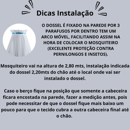 Imagem de Dossel Mosquiteiro De Parede Quarto Bebe Berço Americano Nacional Criança Infantil Liso Simples Azul