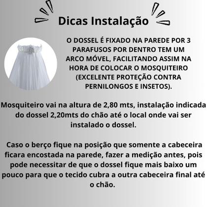 Imagem de Dossel Mosquiteiro Parede Berço Americano Nacional Filo Tule Quarto Bebe Coroa Imperio Branco Menino Menina