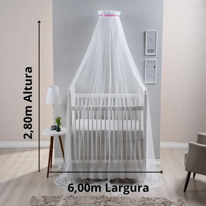 Imagem de Dossel Mosquiteiro Parede Berço Americano Nacional Quarto Bebe Menina Rosa Simples Basico