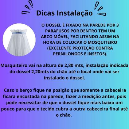 Imagem de Dossel Mosquiteiro Parede Berço Americano Nacional Quarto Infantil Criança Bebe Menino Marinho