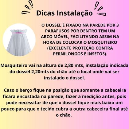 Imagem de Dossel Mosquiteiro Parede Berço Americano Nacional Rede Tela Veu Cortinado Quarto Criança Bebe Liso Rosa