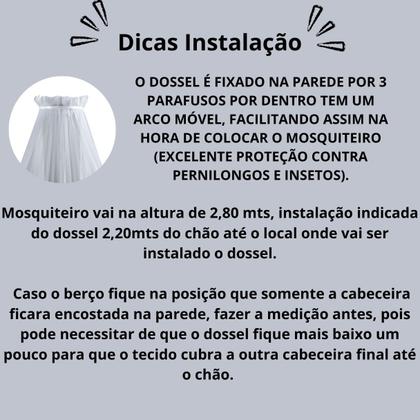 Imagem de Dossel Mosquiteiro Parede Liso Simples Quarto Bebe Criança Infantil Branco Berço Americano Nacional 