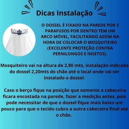 Imagem de Dossel Mosquiteiro Parede Quarto Bebe Berço Americano Nacional Menino Coroa Perolas Marinho