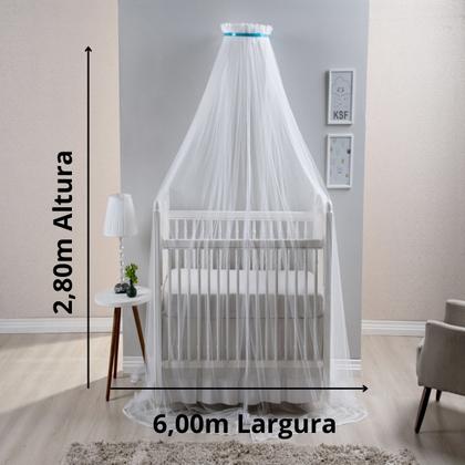 Imagem de Dossel Mosquiteiro Parede Quarto Bebe Veu Tule Rede Berço Americano Nacional Menino Azul Claro