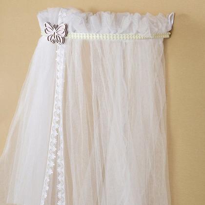 Imagem de Dossel Parede Borboleta com Perola Bege Mosquiteiro Berço