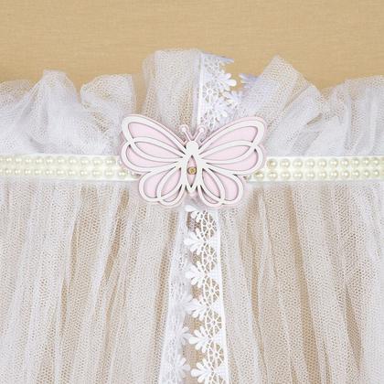 Imagem de Dossel Parede Borboleta com Perola Bege Mosquiteiro Berço