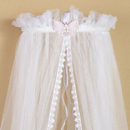 Imagem de Dossel Parede Borboleta com Perola Branca Mosquiteiro Berço