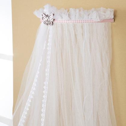 Imagem de Dossel Parede Borboleta com Perola Rosa Mosquiteiro Berço