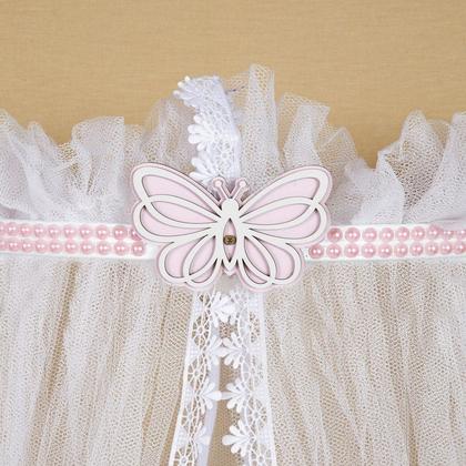 Imagem de Dossel Parede Borboleta com Perola Rosa Mosquiteiro Berço