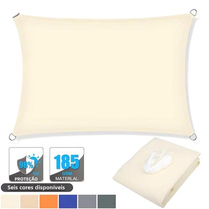 Imagem de Dossel Retangular Impermeável com Proteção UV - Vela de Sol para Jardim, Varanda e Pátio (4x2m)