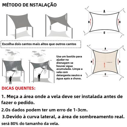 Imagem de Dossel Retangular Impermeável com Proteção UV - Vela de Sol para Jardim, Varanda e Pátio (4x2m)