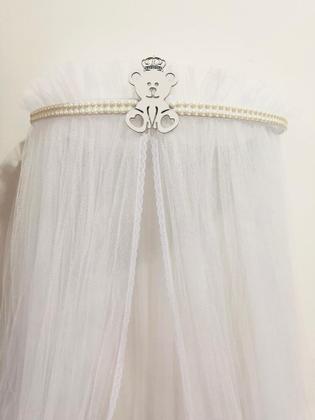 Imagem de Dossel Urso e pérolas com tule mosquiteiro