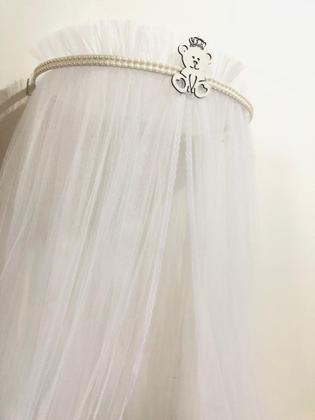 Imagem de Dossel Urso e pérolas com tule mosquiteiro