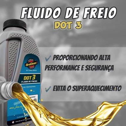 Imagem de Dot 3 Fluido De Freios BraClean PREMIUM Melhor Qualidade Protege Borrachas E Partes Metalicas Dos Freios