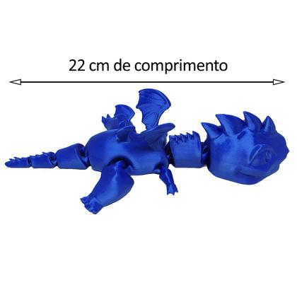 Imagem de Dragão Baby Articulado 22cm Impressão 3D Azul Metálico