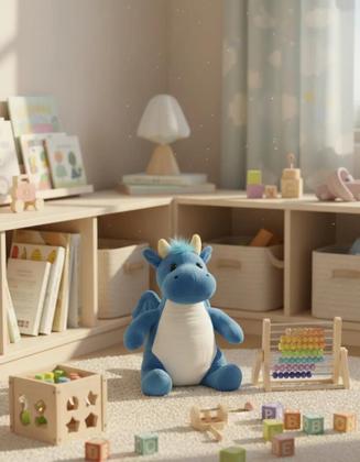 Imagem de Dragão De Pelúcia Fofo Boneco Macio Infantil Para Presente Azul