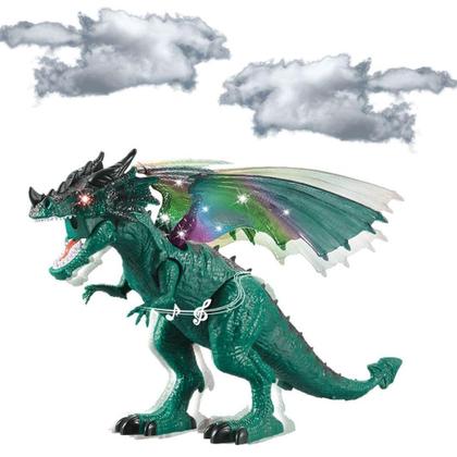 Imagem de Dragão Dinossauro Solta Fumaça  Com Luz  Som E Anda.