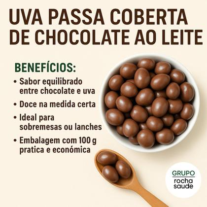 Imagem de Drageado de Uva Passa com Chocolate ao Leite 100g  Sabor Irresistível, Textura Cremosa e Doce Equilíbrio para seu Momento Especial