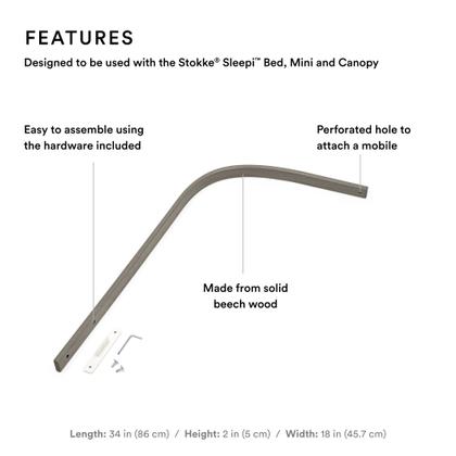 Imagem de Drape Rod Stokke Sleepi V3 Hazy Grey para Sleepi Bed V3