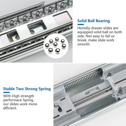 Imagem de Drawer Slides homdiy Soft Close 550 mm, extensão total, 10 pares