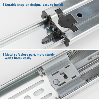 Imagem de Drawer Slides homdiy Soft Close 550 mm, extensão total, 10 pares